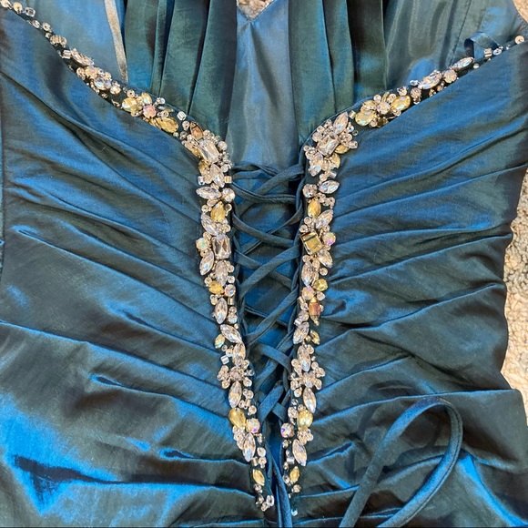 Mori Lee teal/emerald prom dress, Size 6. - Picture 7 of 14